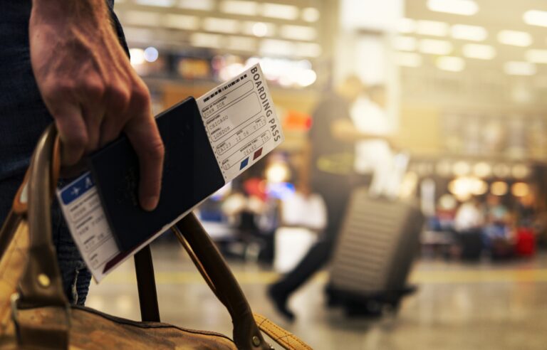 Traveler in an airport terminal.