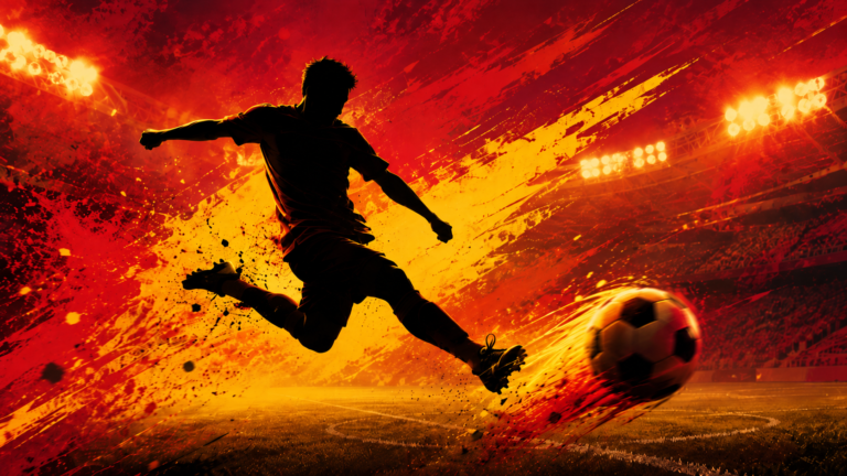 Editorial illustration of Spain scoring the winning goal in the 2026 World Cup final.
